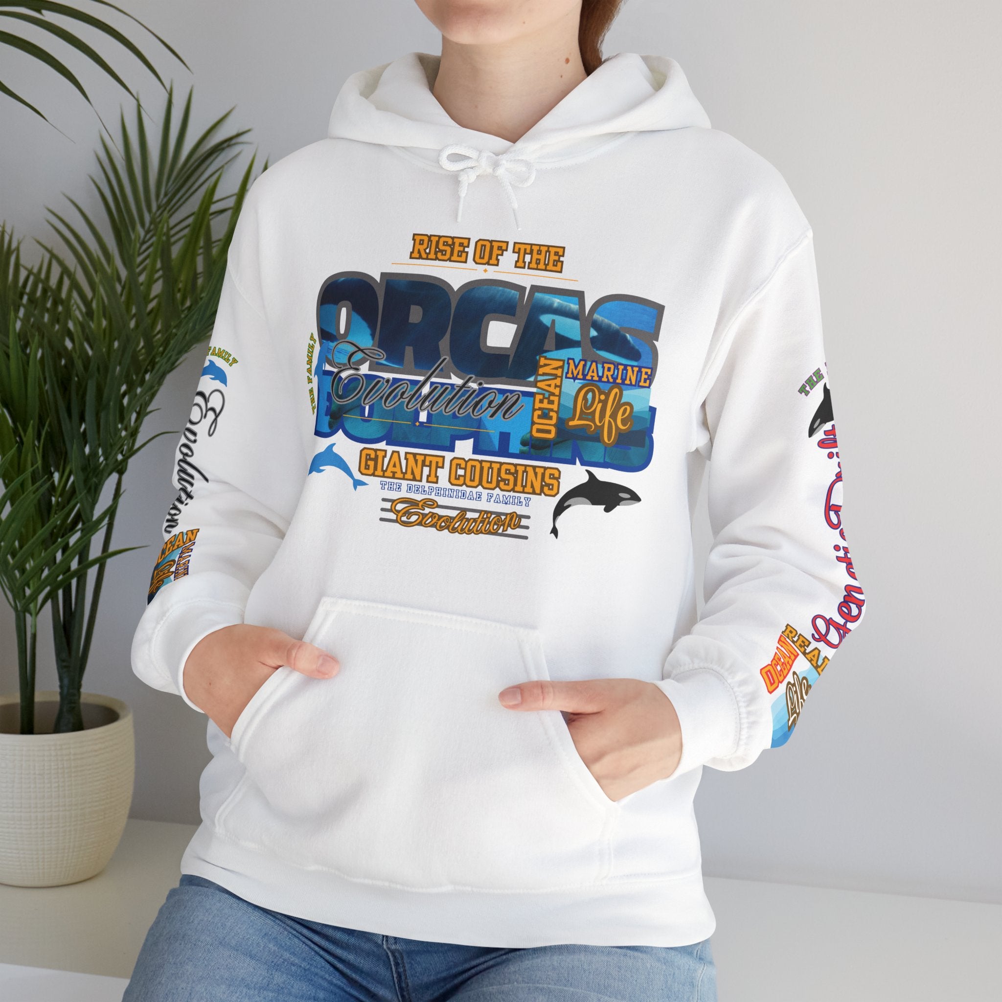 Ocean Marine Awareness Hooded Sweatshirt - Orcas & Dolphins