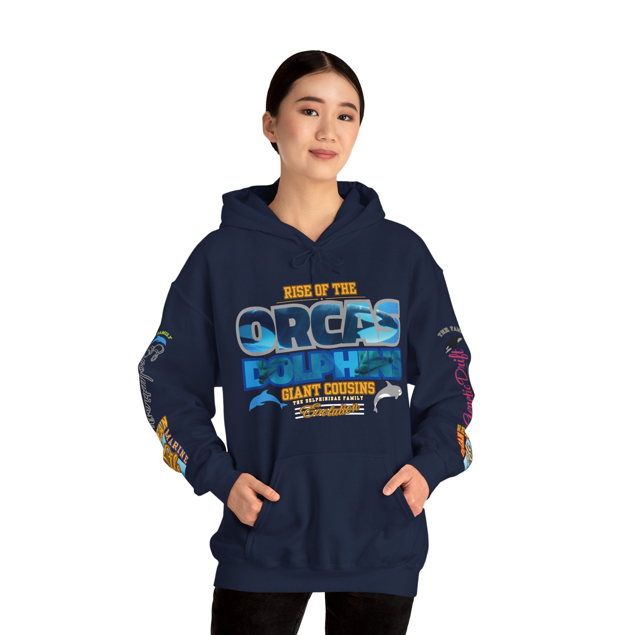 Ocean Marine Awareness Hooded Sweatshirt - Orcas & Dolphins