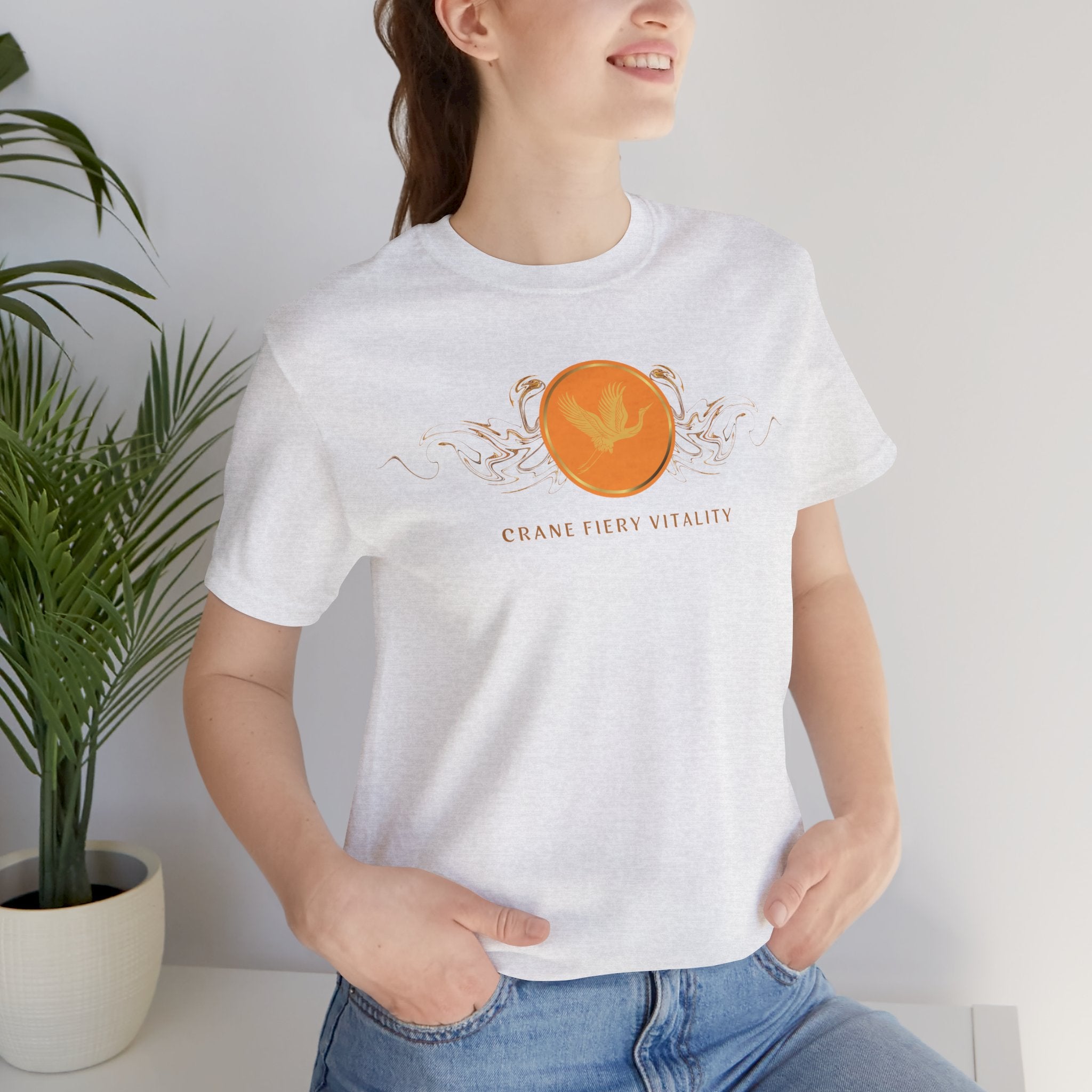 Empowering T-shirt - Zen Crane Collection Orange Vitality