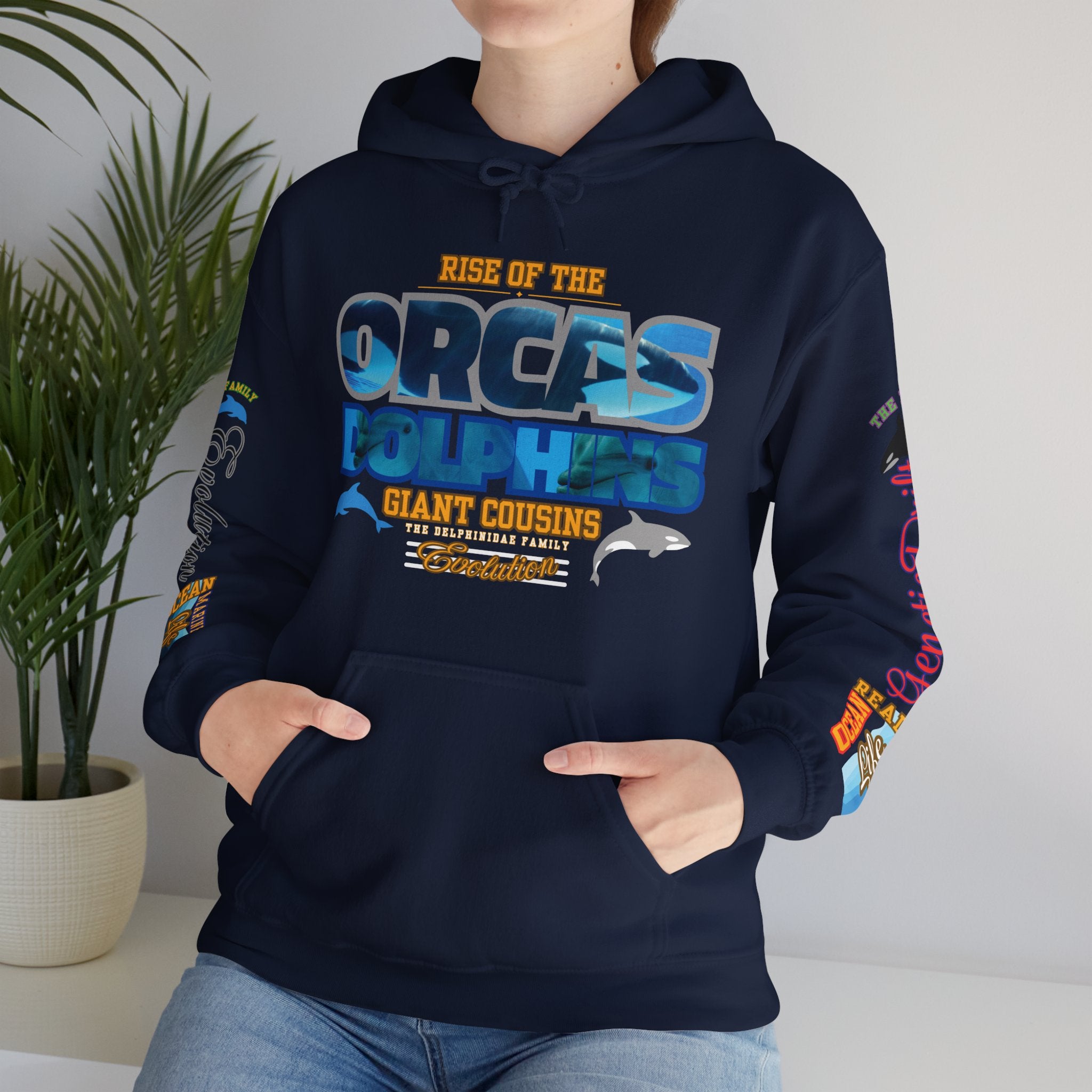 Ocean Marine Awareness Hooded Sweatshirt - Orcas & Dolphins