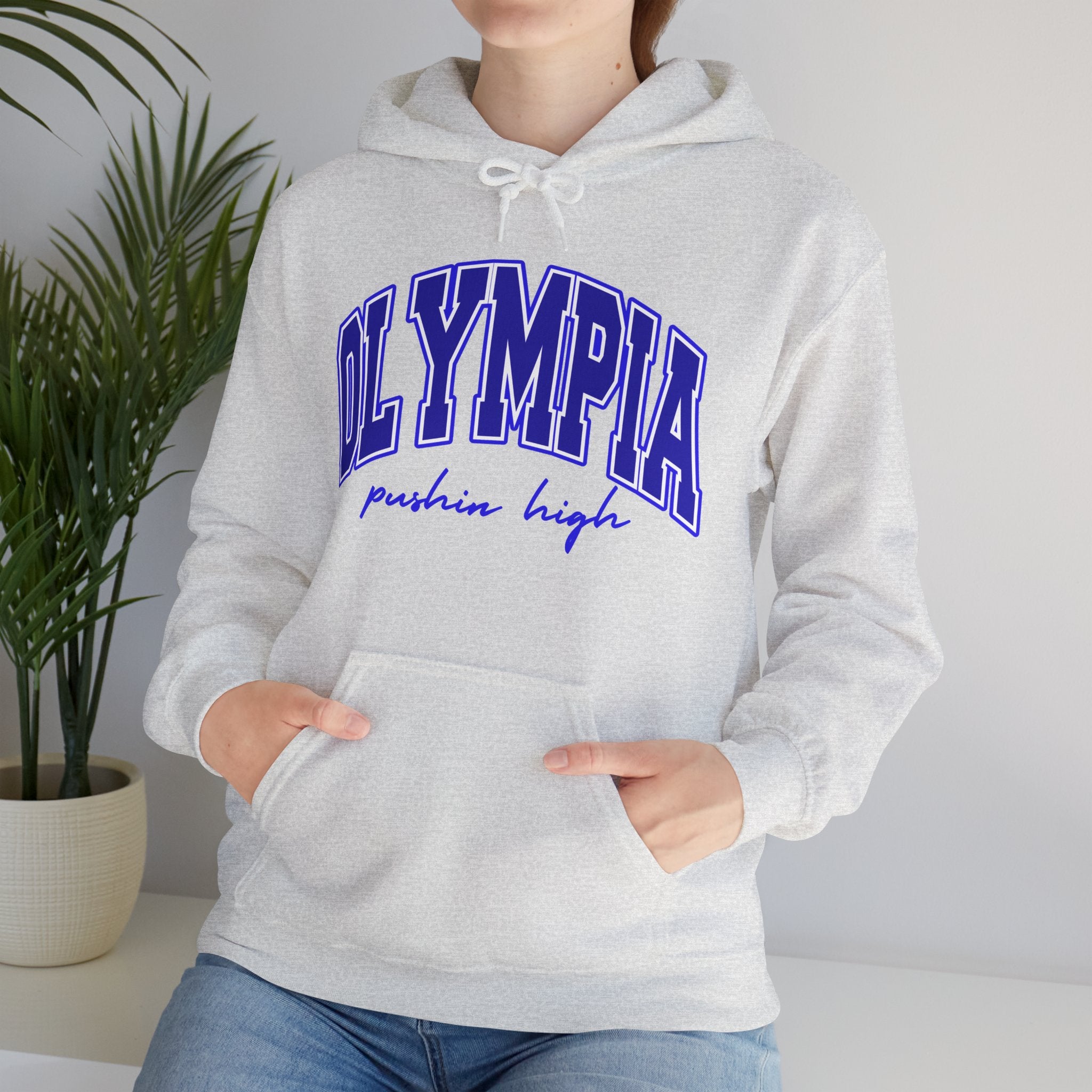 Higher Ground Blue Hoodie Line - Olympia Pushin High