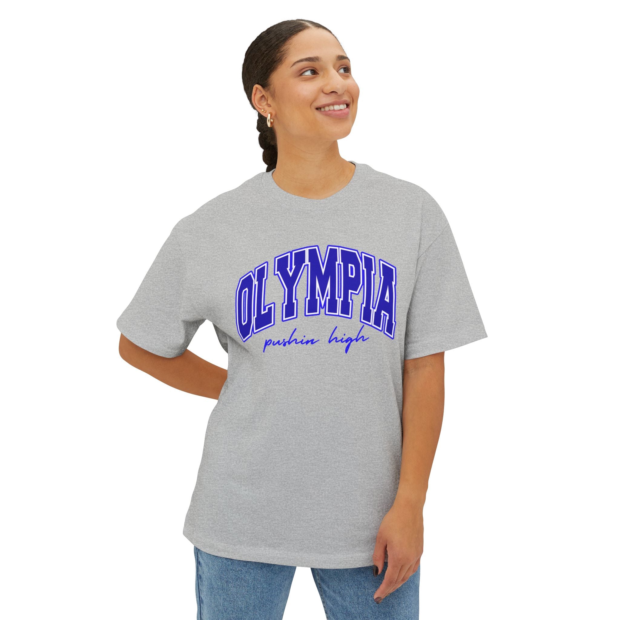 Higher Ground Blue Box-Tee Line - Olympia Pushin High