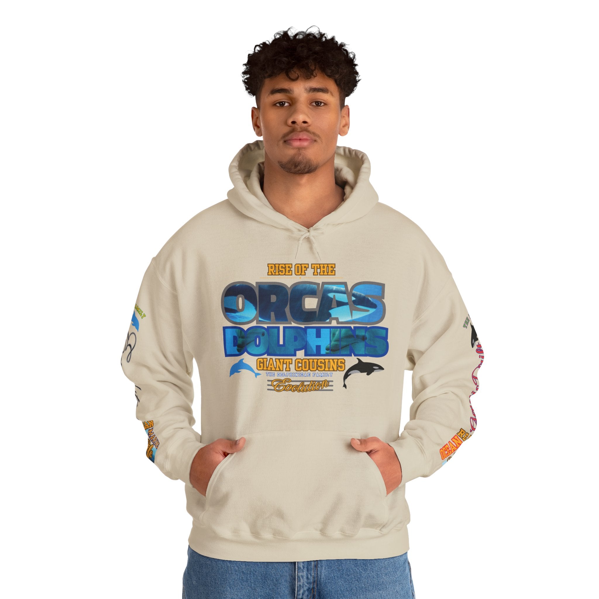 Ocean Marine Awareness Hooded Sweatshirt - Orcas & Dolphins