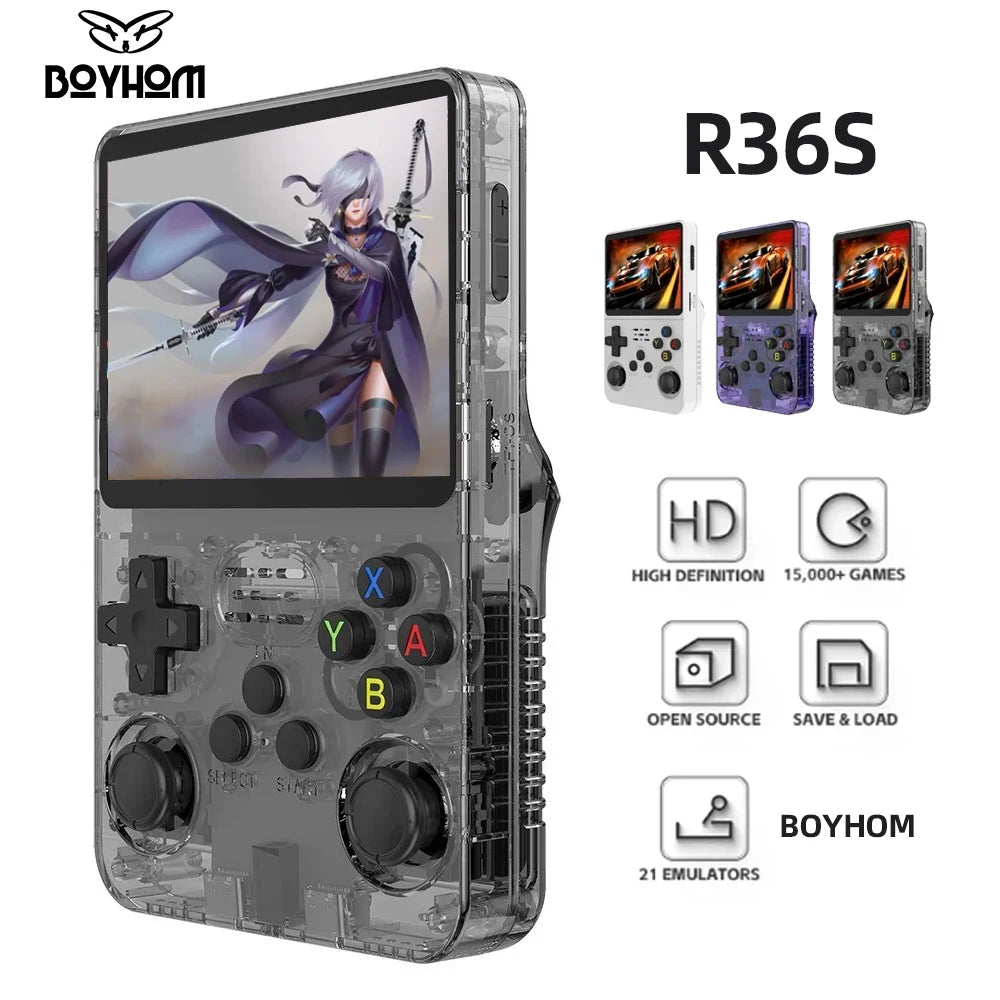 R36S Retro Handheld Console 3.5 Inch IPS Screen Linux System 64GB Games Portable Video Game Player