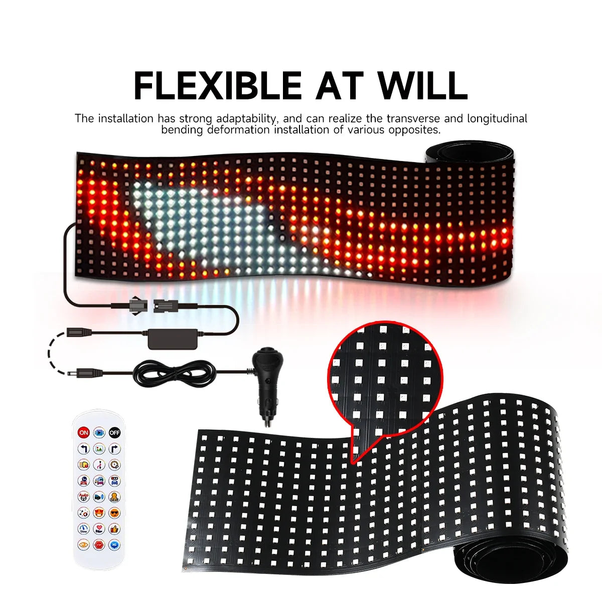 Devil Eye Car/Truck LEDs  Pixel Panel Music Control Text Scrolling Windshield Board Light Display
