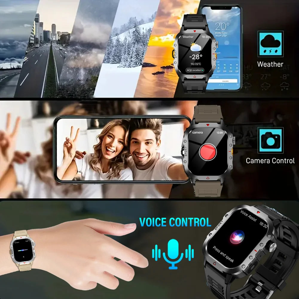 Outdoor Sports Smart 2.01 Inch HD LED Flashlight Bluetooth Men Women Holiday Gifts