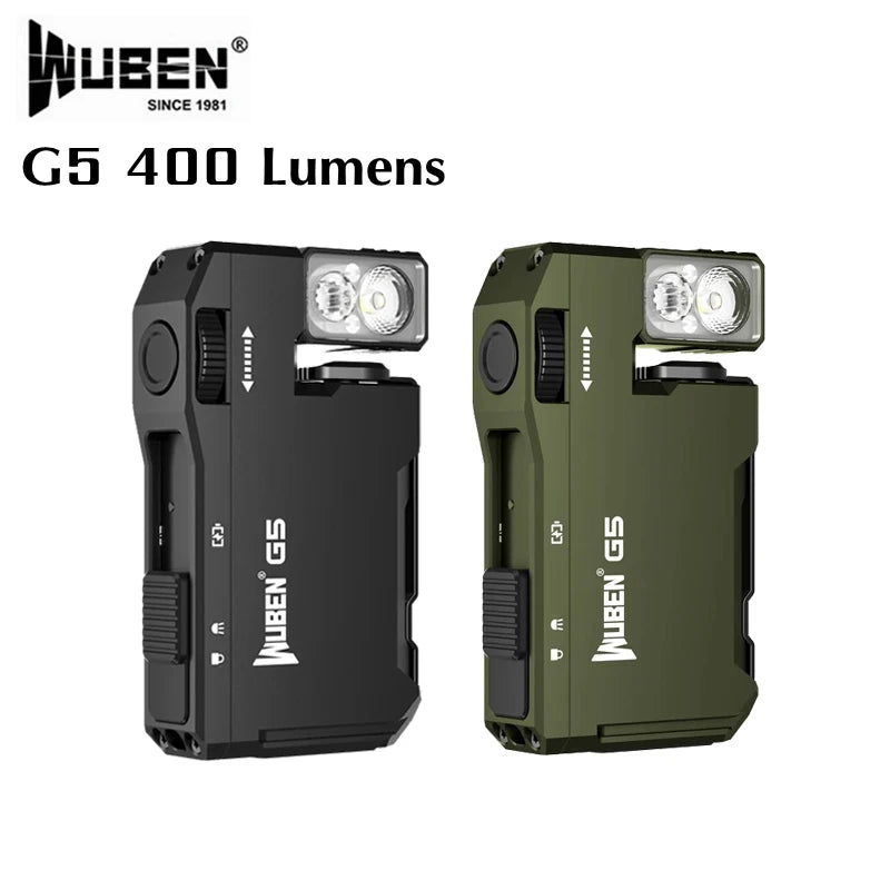 G5 EDC Flashlight 400Lumens Portable Light Waterproof Rotating Head Magnetic Tail Torch