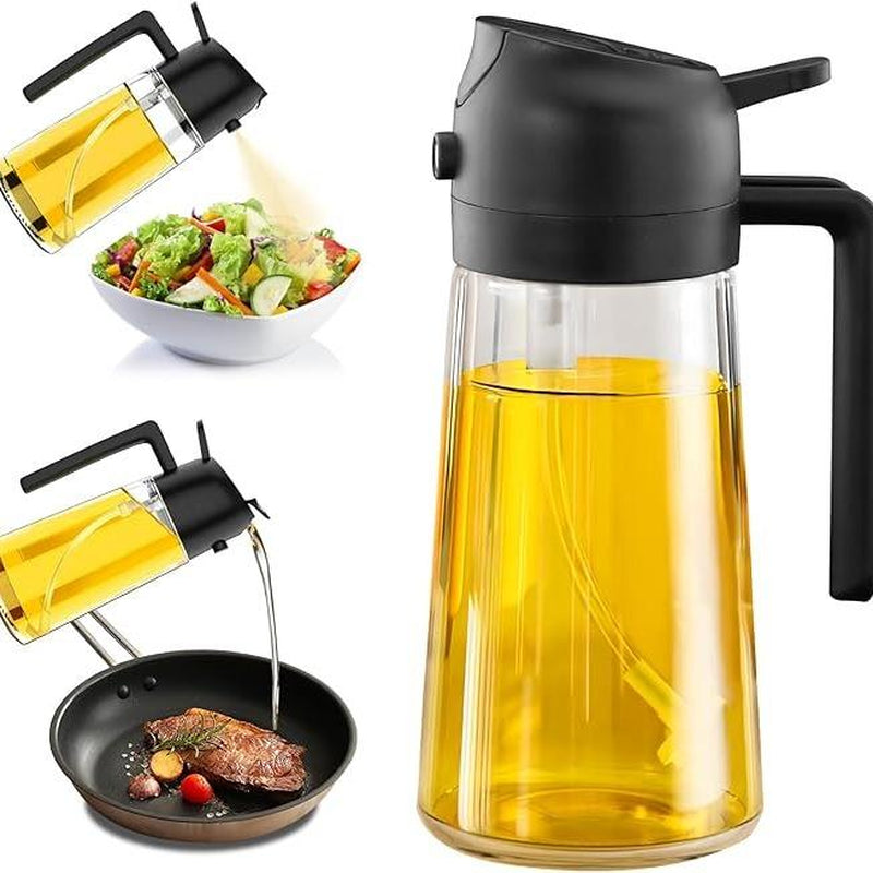 Olive Oil Dispenser Sprayer 16Oz Premium Glass Bottle Kitchen Cooking Air Fryer Food Grade Oil Control