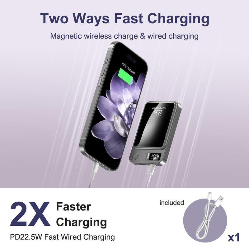 Digital Power Display 10000 Mah Wireless Magnetic Power Bank For iPhone & Android Phones